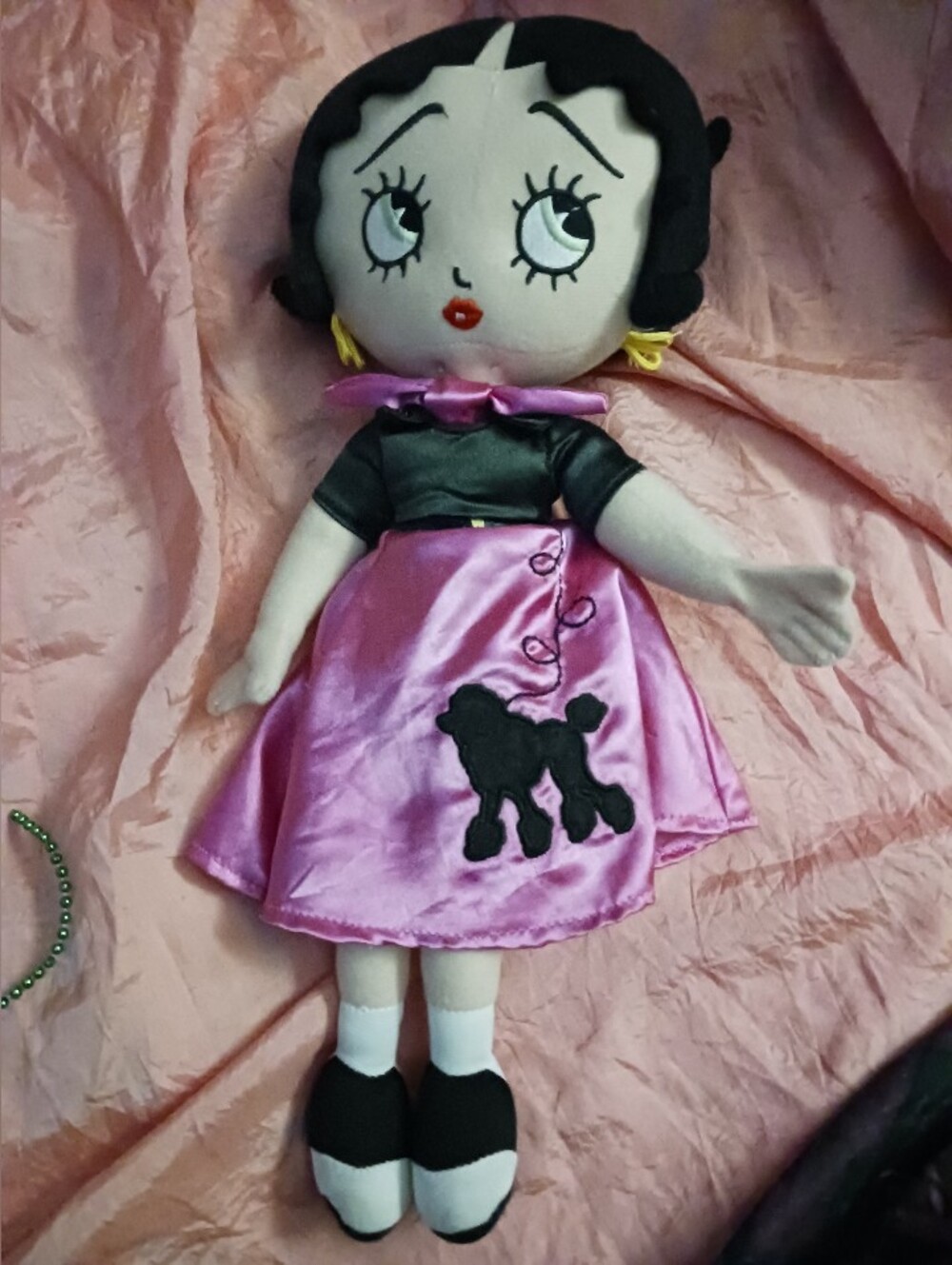 Betty Boop Pink Satin Poodle Skirt Plush Toy with Black Top